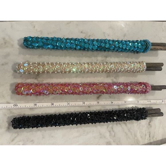 Chopsticks Indonesian Wood Chopsticks and Sequined Assorted Holders Set Of 4 - Picture 4 of 8